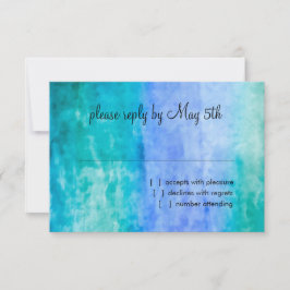RSVP Card Watercolor Streaks Blue Star von David