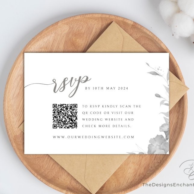 RSVP Card Wedding Response Card Boho Floral Einladung (Gray RSVP Card, Wedding Response Card with Boho watercolor Flower design by TheDesignsEnchanted)