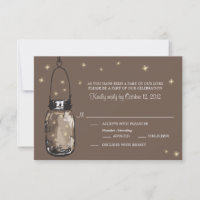 RSVP Card Whimsy Fireflies und Mason Jar