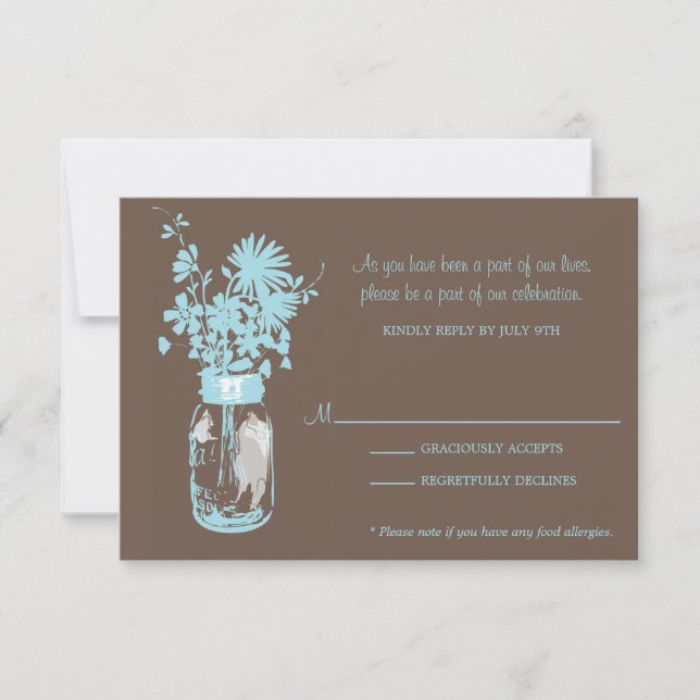 RSVP Card Wild Blume & Mason Jar (Vorderseite)