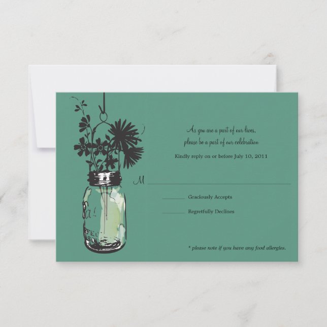 RSVP Card Wild Blume & Mason Jar (Vorderseite)
