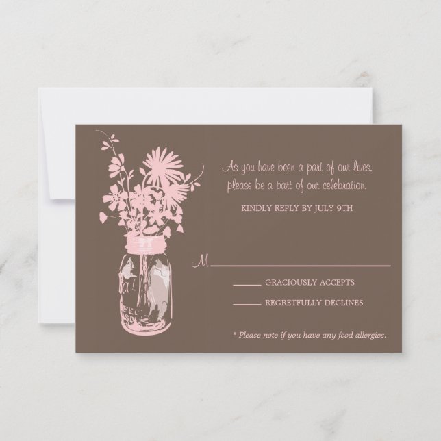 RSVP Card Wild Blume & Mason Jar (Vorderseite)