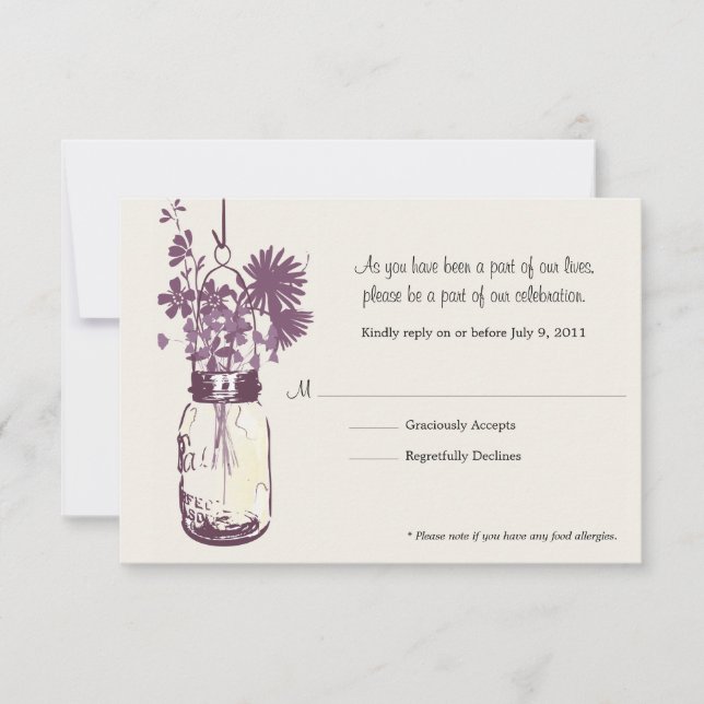 RSVP Card Wild Blume & Mason Jar (Vorderseite)
