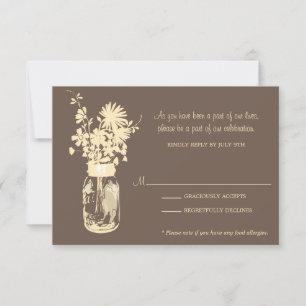 RSVP Card Wild Blume & Mason Jar Karte