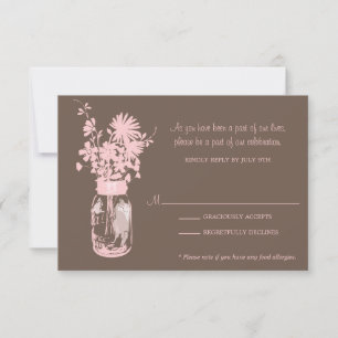 RSVP Card Wild Blume & Mason Jar Karte