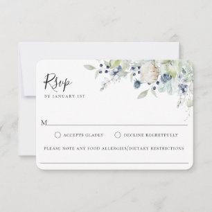 RSVP Card Winter Botanical Wedfood Allergy