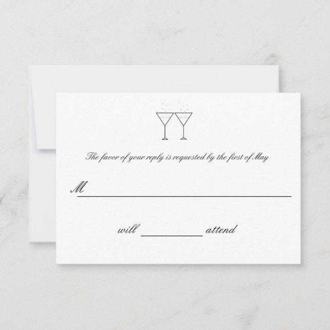 RSVP Cards "Champagne Glasses" (Vorderseite)