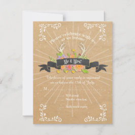 RSVP Cards Deer Antler Wildblume Sternexplosion Ru