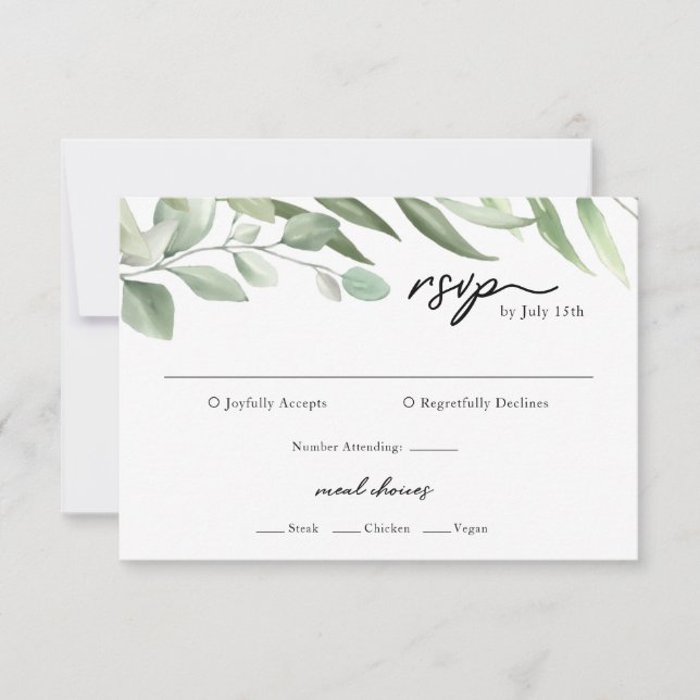 RSVP Cards für einfache Grünflächen-Blätter (Vorderseite)