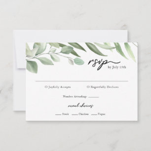 RSVP Cards für einfache Grünflächen-Blätter