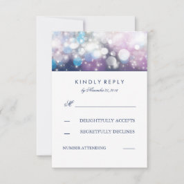 RSVP Cards für String Lights Navy Wedding Karte