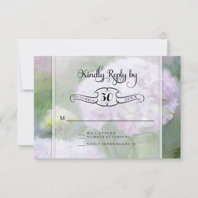 RSVP Cards Hydrangea Garden Blume Typografie (Vorderseite)