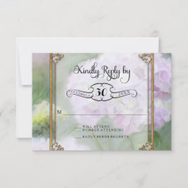 RSVP Cards Monet Style Gold Frame Hydrangea Blume Karte