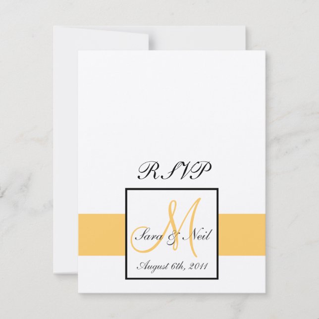 RSVP Cards Monogramm Gelb Karte (Vorderseite)