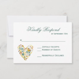 RSVP Cards von Autumn Boho floral Heart Hochzeit i Karte