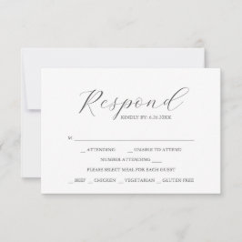 RSVP Cards with Meal Choice Watercolor Lemon  Karte