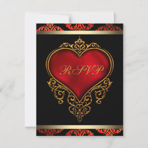 RSVP Einladung für Red Black and Gold Wedding