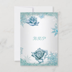 RSVP Elegante Hochzeit Glitter Türkis Blau weiße R Karte