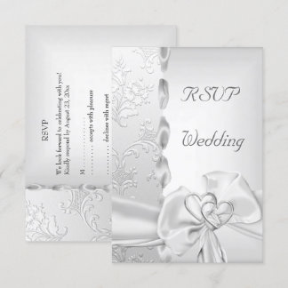 RSVP Elegante Hochzeitsblumen Silberweißer Bogen H Einladung