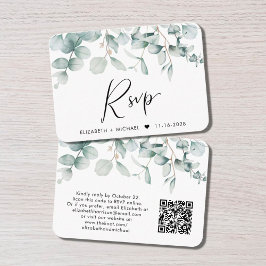 RSVP Eucalyptus Watercolor QR Code Wedding Begleitkarte