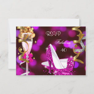 RSVP Fabelhaftes 40 Heiß Rosa Goldene Blasen Karte