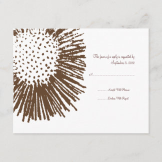 RSVP für Abstrakte Blumenzehen in braun und weiß Karte
