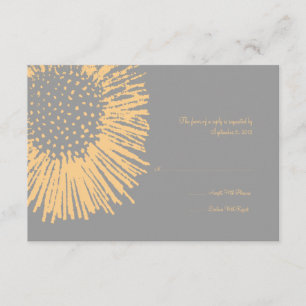 RSVP für Abstrakte Blütenhochzeit in Gelb und Grau Karte