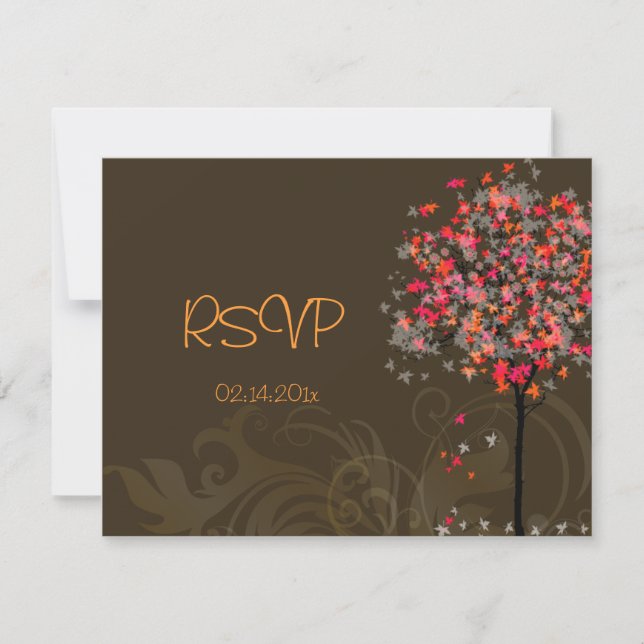 RSVP für Ahornbaum/Hochzeit im Herbst erfordern 12 Karte (Vorderseite)