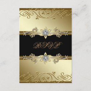 RSVP für Black Gold Black Tie Party Karte