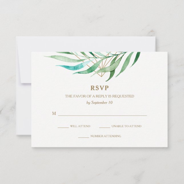 RSVP für botanische Hochzeiten und geometrische Ho (Vorderseite)