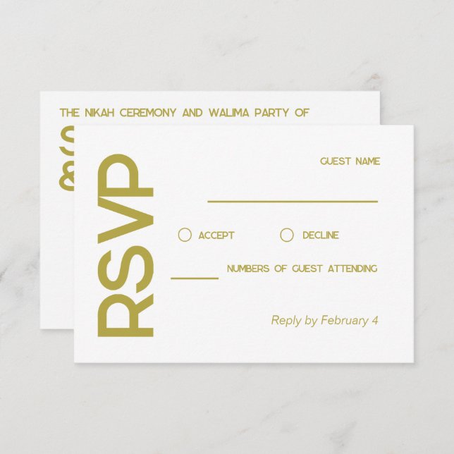 RSVP für eine elegante, Minimalistische muslimisch (Vorne/Hinten)