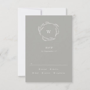 RSVP für eine RSVP-Hochzeit mit grauem und weißem Karte
