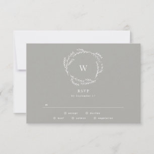 RSVP für eine RSVP-Hochzeit mit grauem und weißem Karte