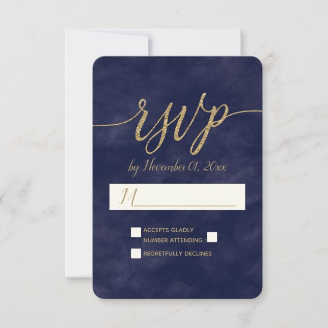 RSVP für einfache Hochzeit von Wasserfarben und Go (Vorderseite)