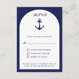 RSVP für elegante Arch Navy & White Nautical Weddi Begleitkarte