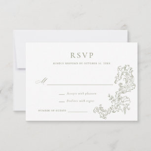 RSVP für elegante Vintage Ornament-Design-Hochzeit Einladung