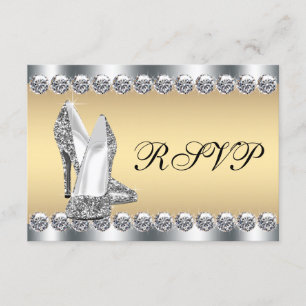 RSVP für Frauen Silber Gold Diamant Bling Karte