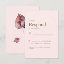 RSVP für Herbst-Folien Blush Simple Gold Text Wedd Karte