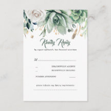 RSVP für Hochzeit von Grün und Gold