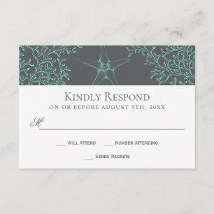 RSVP für Hochzeiten an der grünen und grauen Küste Karte