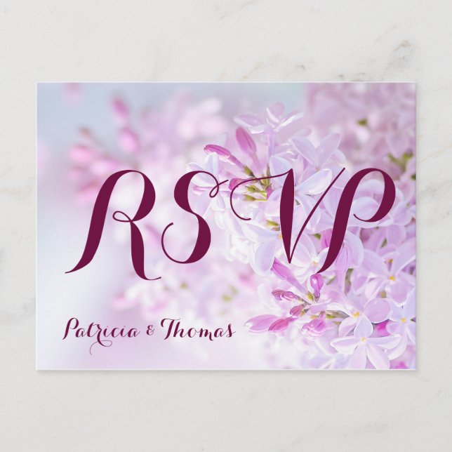 RSVP für Hochzeiten anpassbar Einladungspostkarte (Vorderseite)