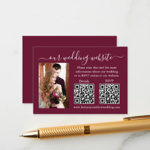 RSVP für Hochzeiten Details Foto 2 QR Burgundy Begleitkarte