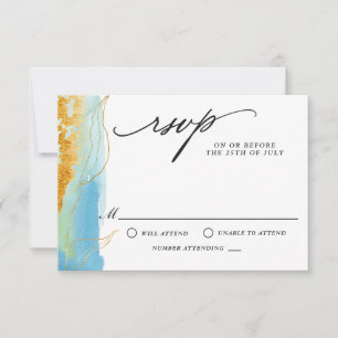 RSVP für Hochzeiten im Wasser und Sandfarben Karte