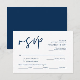 RSVP für Hochzeiten mit Essensmöglichkeiten, Navy Begleitkarte