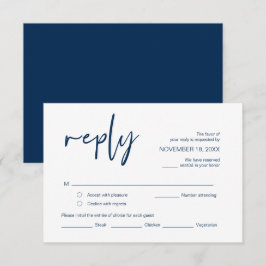 RSVP für Hochzeiten mit Essensmöglichkeiten, Navy  Begleitkarte