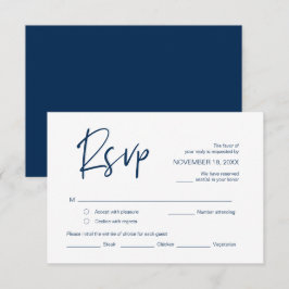RSVP für Hochzeiten mit Essensmöglichkeiten, Navy Begleitkarte