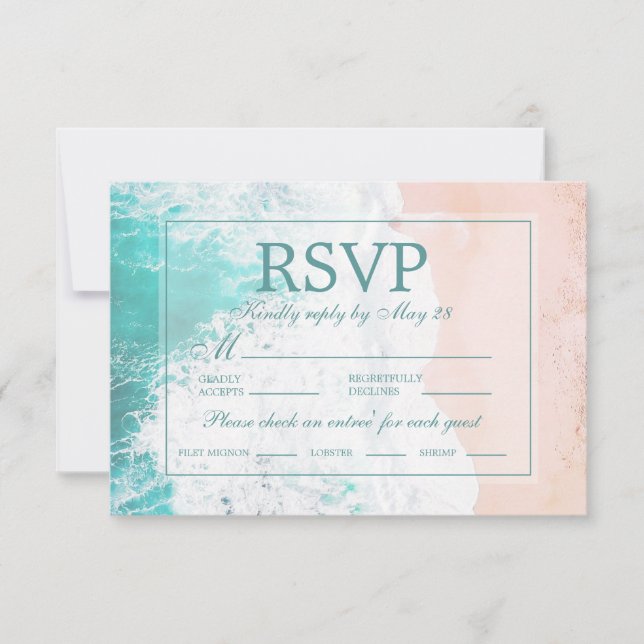 RSVP für Hochzeiten von aquamarinen Beach Ocean Sa (Vorderseite)