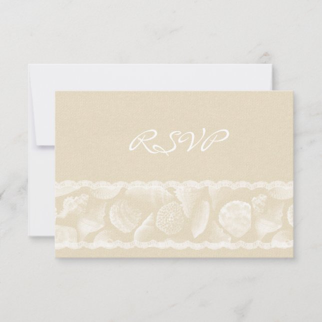 RSVP für Hochzeiten von Muschel in Burlap Lace und (Vorderseite)