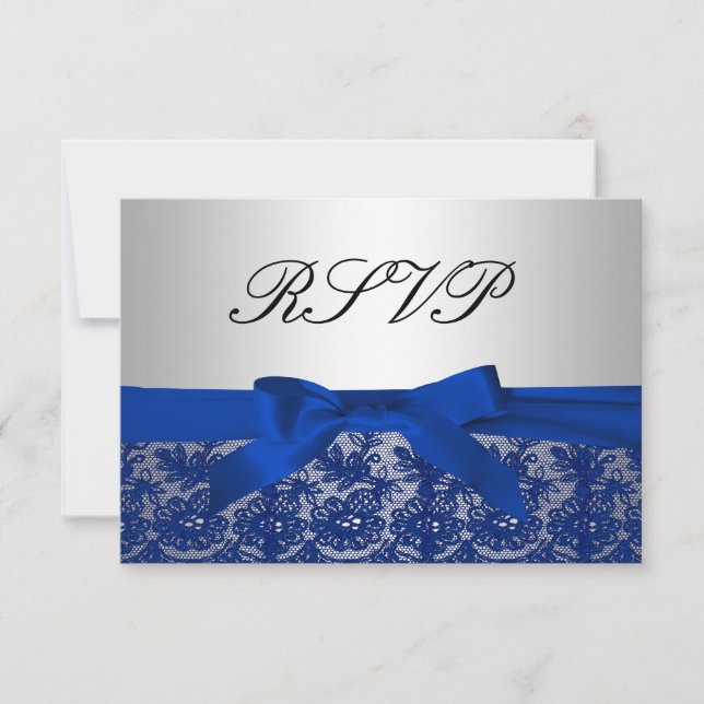 RSVP für Hochzeiten von Navy Blue und Silver Lace (Vorderseite)