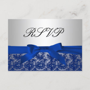 RSVP für Hochzeiten von Navy Blue und Silver Lace Karte